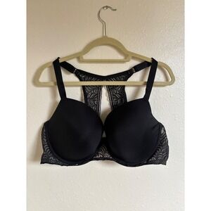 Paramour Black‎ Lace Racerback Bra Size 42D Adjustable Straps Padded